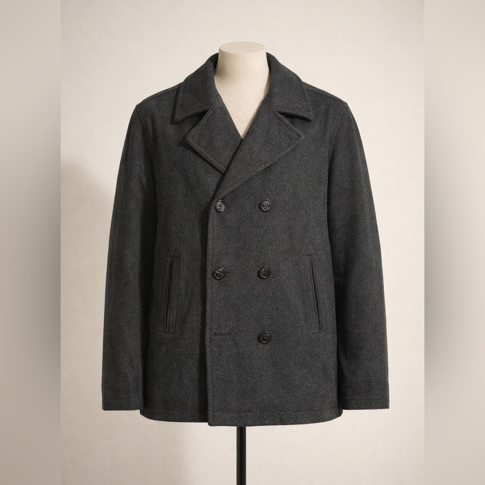 American Eagle Mens XL XL Black Peacoat Wool Blend 9385 Made 09/2012